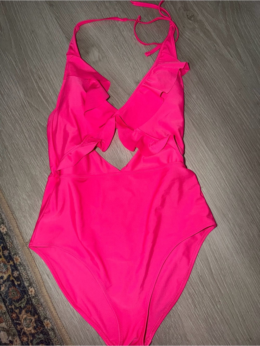 Aerie Hot Pink Ruffled One-Piece Swimsuit
